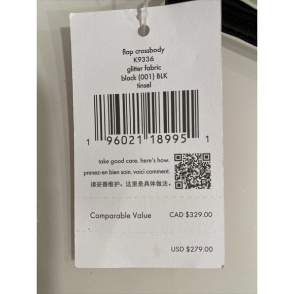 Kate Spade Tinsel Flap Crossbody Black Glitter Interior Credit Card Slots NWT - Picture 10 of 10